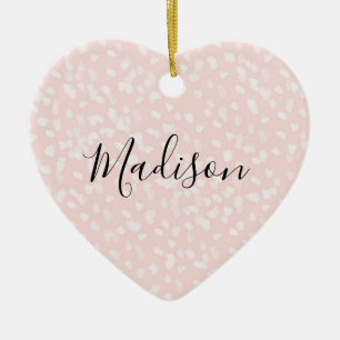 Blush Pink White Spots Ceramic Tree Decoration