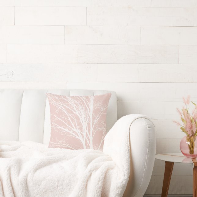 Blush Pink White Tree Branches Cushion (Couch)