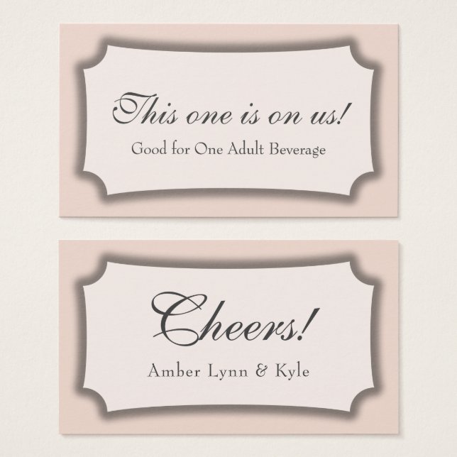 Blush Pink & White w/ Elegant Script Drink Tickets (Front & Back)