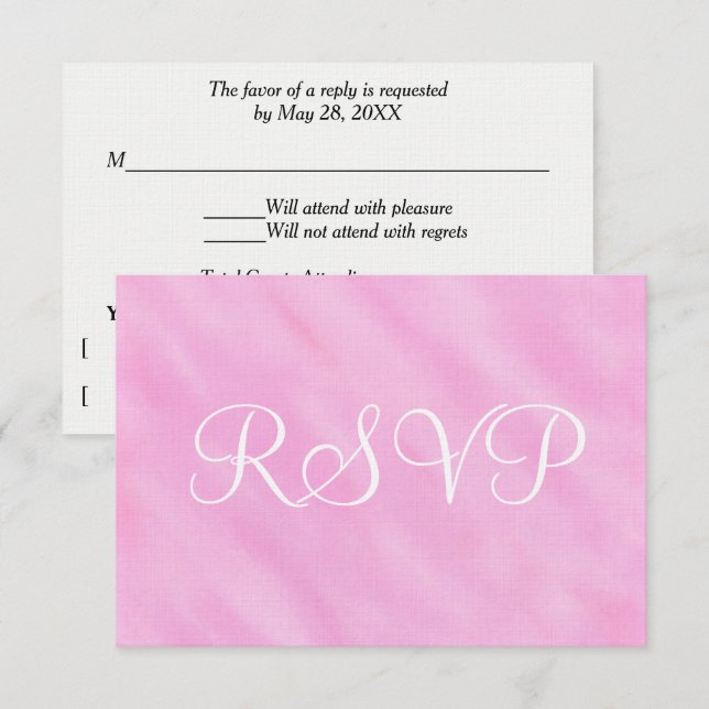 Blush Pink White Watercolor Wedding RSVP Card (Front/Back)