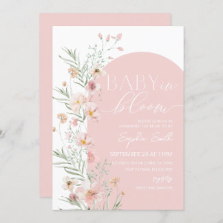 Blush Pink Wildflower Baby in Bloom Baby Shower  Invitation
