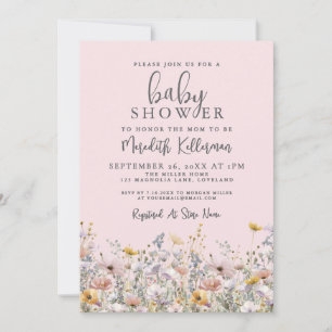 Blush Pink Wildflower Baby Shower Invitation