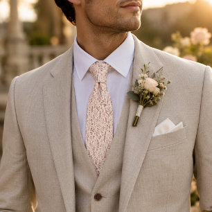 Blush Pink Wildflower Botanical Tie