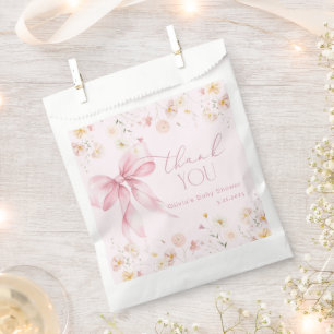 Blush Pink Wildflower Bow Baby in Bloom Favour Bag