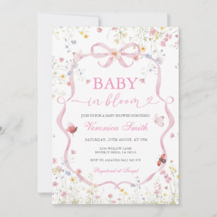 Blush pink Wildflower Coquette Baby Shower Invitation