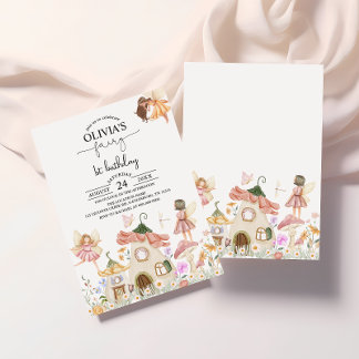 Blush Pink Wildflower Fairy 1st Birthday Invitation