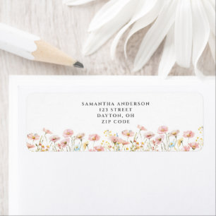  Blush Pink Wildflower Floral Return Address Label
