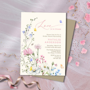 Blush Pink Wildflower Love in Bloom Bridal Shower Invitation