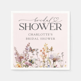 Blush Pink Wildflower Watercolor Bridal Shower Napkin