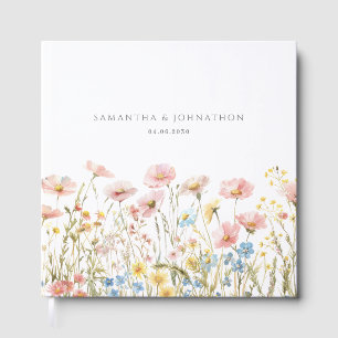 Blush Pink Wildflower Watercolor Wedding Guest Book