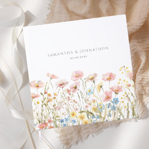Blush Pink Wildflower Watercolor Wedding Guest Book
