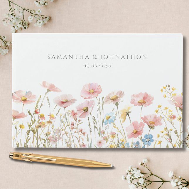 Blush Pink Wildflower Wedding Guest Book (Creator Uploaded)