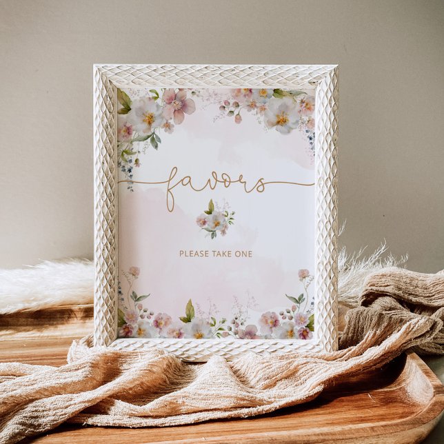 Blush pink wildflowers Favours baby shower Poster (Creator Uploaded)