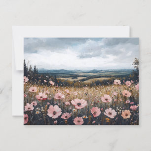Blush Pink Wildflowers Landscape Postcard