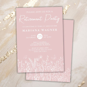 Blush Pink Wildflowers Retirement Party Invitation
