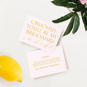 Blush Pink Will You Be My Bridesmaid Proposal Invitation