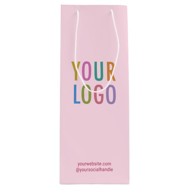 Blush Pink Wine Gift Bag Custom Logo No Minimum (Front)