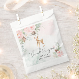 Blush pink winter baby deer thank you favour bag