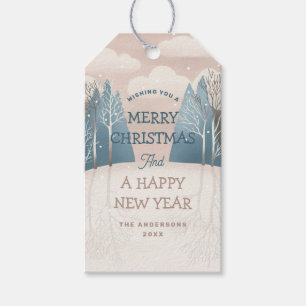 Blush Pink Winter Forest   Woodland Christmas Gift Tags