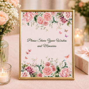 Blush Pink Wishes and Memories Sign