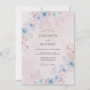 Blush Pink Wispy Romantic Wedding Invitation