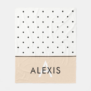 Blush Pink with Black and White Polka Dots Fleece Blanket