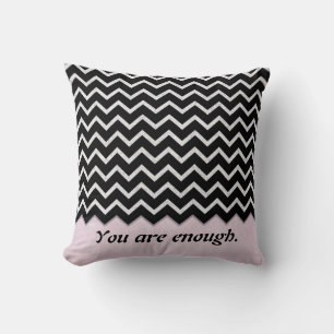 blush pink with black chevron design cushion