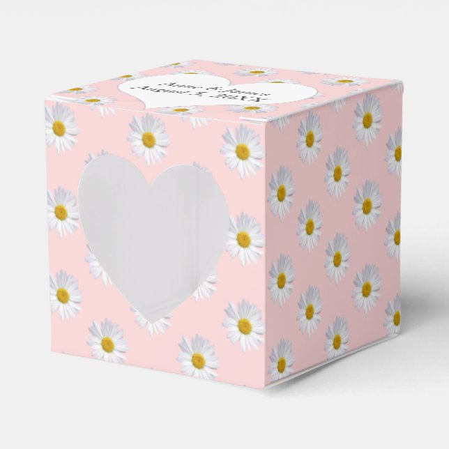 Blush Pink With Daisies Favour Box (Front Side)