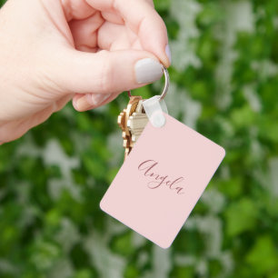 Blush Pink with Dark Name or Monogram Set and Text Key Ring