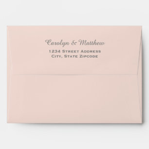 Blush Pink with Grey Return Address Wedding Envelope