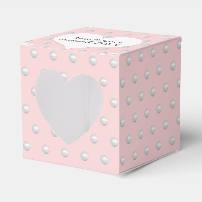 Blush Pink With Pearls Favour Box (Front Side)