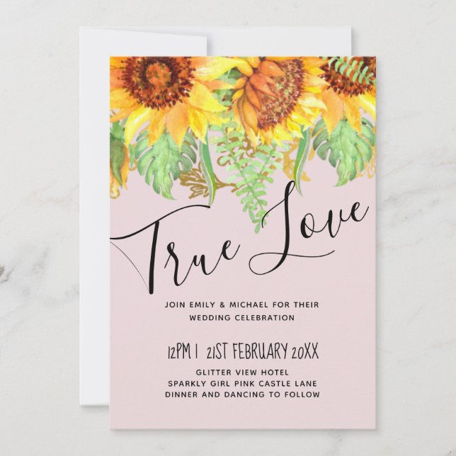 Blush Pink with Sunflowers Wedding Budget (Front)