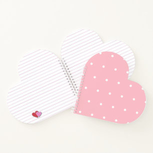 Blush Pink with White Dot Style Heart Shaped Notebook