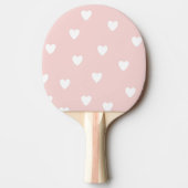 Blush Pink with White Hearts Ping Pong Paddle (Front)