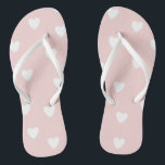 Blush Pink with White Hearts Thongs<br><div class="desc">NewParkLane - Flip Flops,  with a cute pattern of hand drawn little white hearts. A cute design for girls or for  a beach wedding.

Check out this collection for matching items. Also available in hot pink.</div>