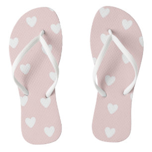 Blush Pink with White Hearts Thongs