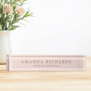 Blush pink wood pattern feminine nameplate