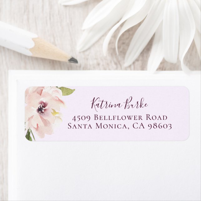 Blush Plum Floral Return Address Return Address Label (Insitu)