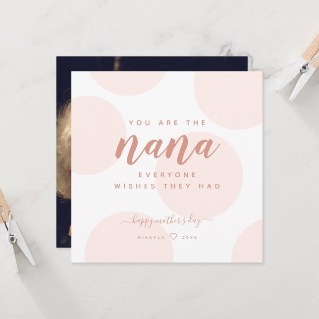 Blush Polka Dot Mother's Day For Nana Photo Card (Front/Back In Situ)