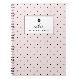 Blush Polka Dots Baking Recipe Notebook