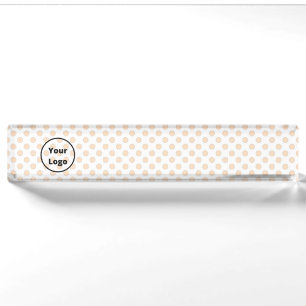 Blush polka dots on white pattern nameplate