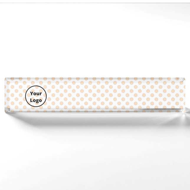 Blush polka dots on white pattern nameplate (Front)