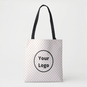 Blush polka dots on white pattern tote bag