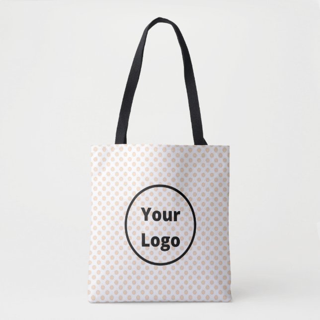 Blush polka dots on white pattern tote bag (Front)