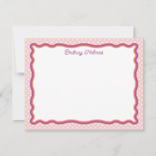 Blush Polka Dots & Wavy Frame Add Name Card