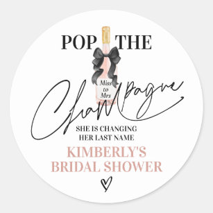Blush Pop The Champagne Bridal Shower Classic Round Sticker