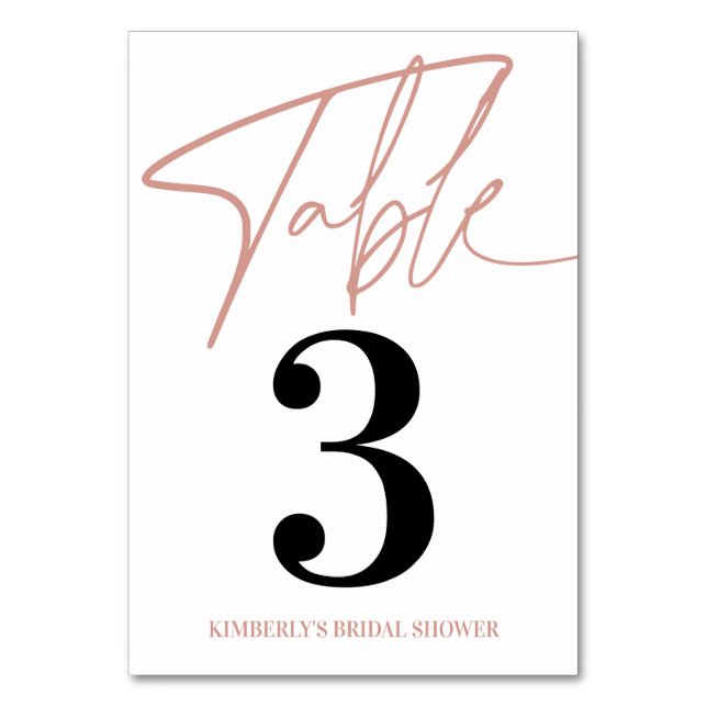 Blush Pop The Champagne Bridal Shower Table Number (Front)