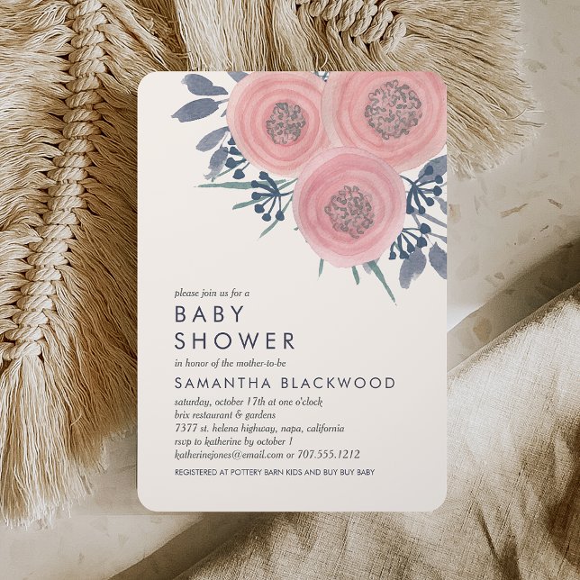Blush Poppies Floral Baby Shower Invitation (Creator Uploaded)