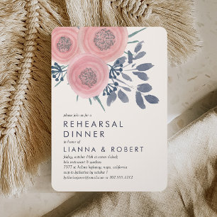 Blush Poppies Rehearsal Dinner Invitation