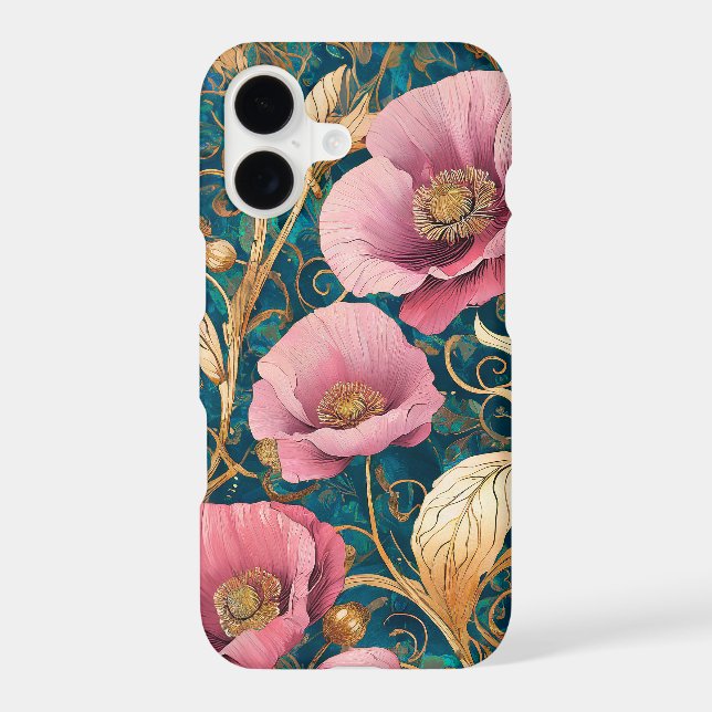 Blush Poppy Scroll  - Art Nouveau Floral (Back)